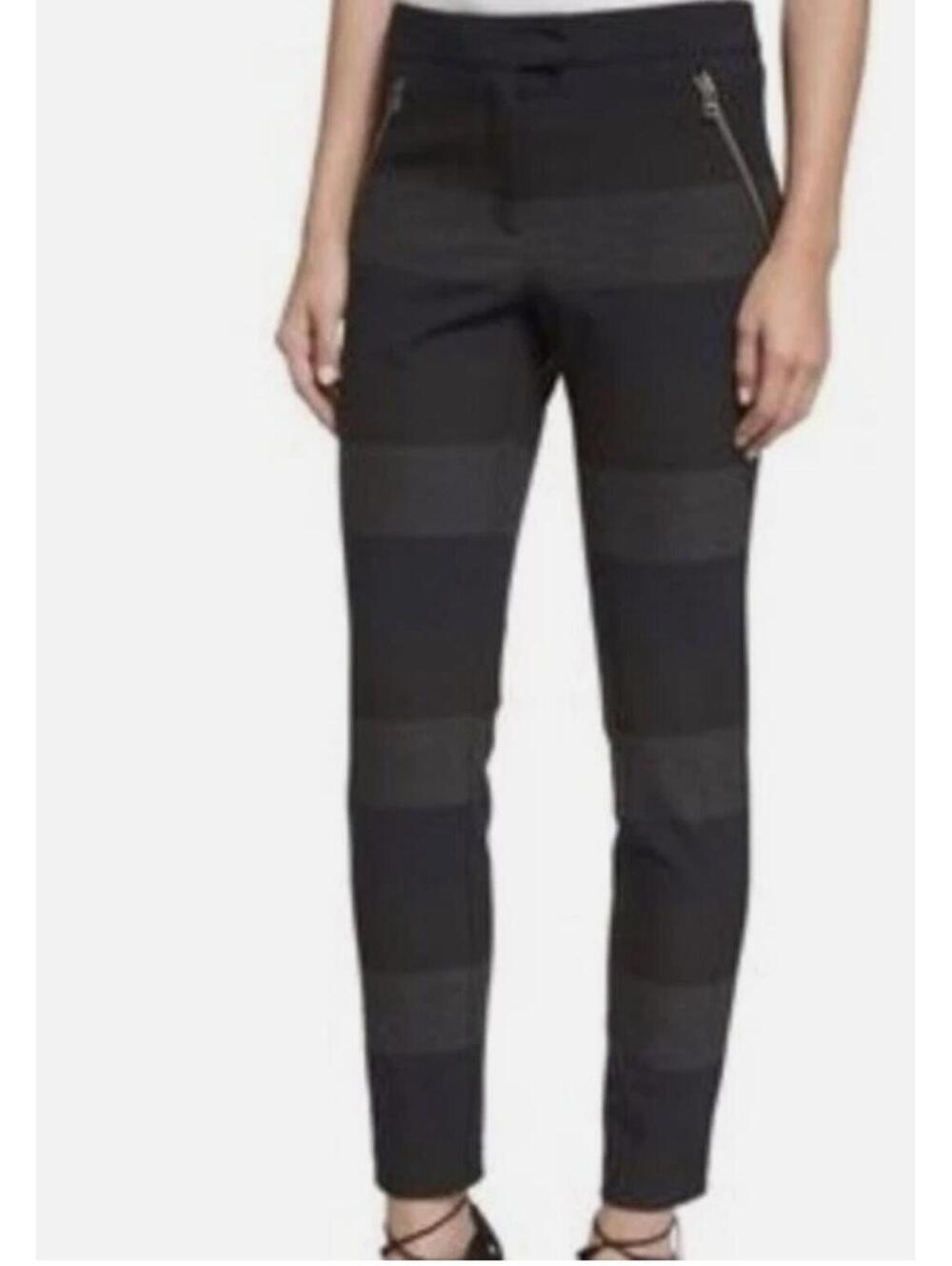 VERONICA BEARD Stellan Striped Skinny Ankle Trouser Pant Zippers Navy Gray Sz 2